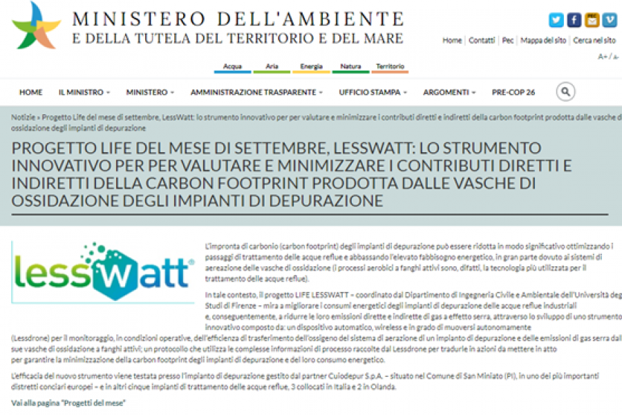 MATTM – LESSWATT è il progetto del mese